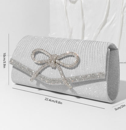 Fashion Sparkly Clutch Purse with Bow – Chic Evening & Cocktail Party Bag