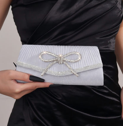 Fashion Sparkly Clutch Purse with Bow – Chic Evening & Cocktail Party Bag